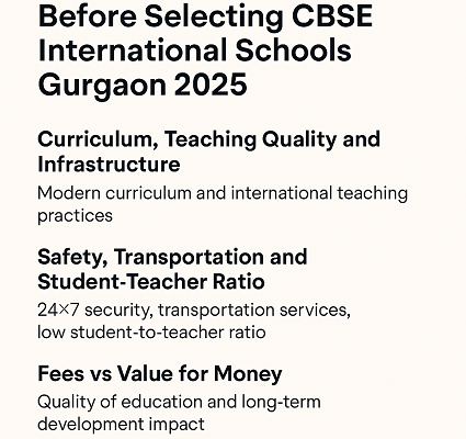 Key Factors Smart Parents Consider Before Selecting CBSE International Schools Gurgaon 2025