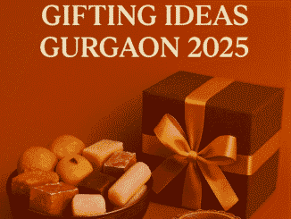 Festive Diwali gift setup with sweets, candles, diyas, and a wrapped present symbolizing Best Diwali Gifting Ideas Gurgaon 2025.