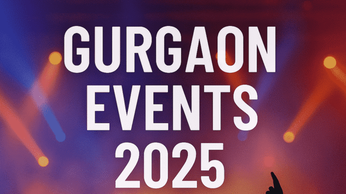 Gurgaon Events 2025 – vibrant city concert with colorful lights and crowd celebrating at night.