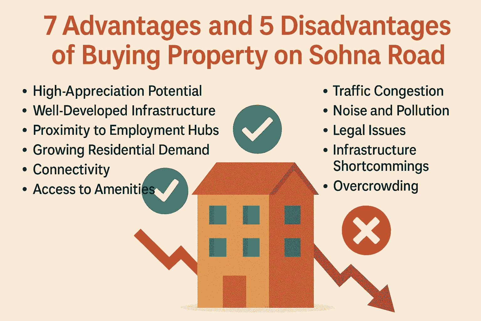 Featured image showing pros and cons of buying property on Sohna Road