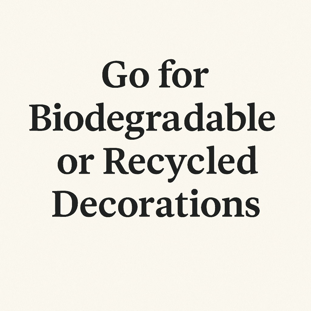 Eco-friendly message promoting biodegradable or recycled Diwali decorations for sustainable celebrations.