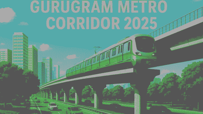 Gurugram Metro Corridor 2025 elevated train with city skyline