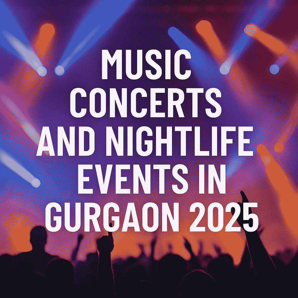 Music Concerts and Nightlife Events in Gurgaon 2025 – energetic crowd dancing under colorful lights at a live concert with vibrant nightlife atmosphere.