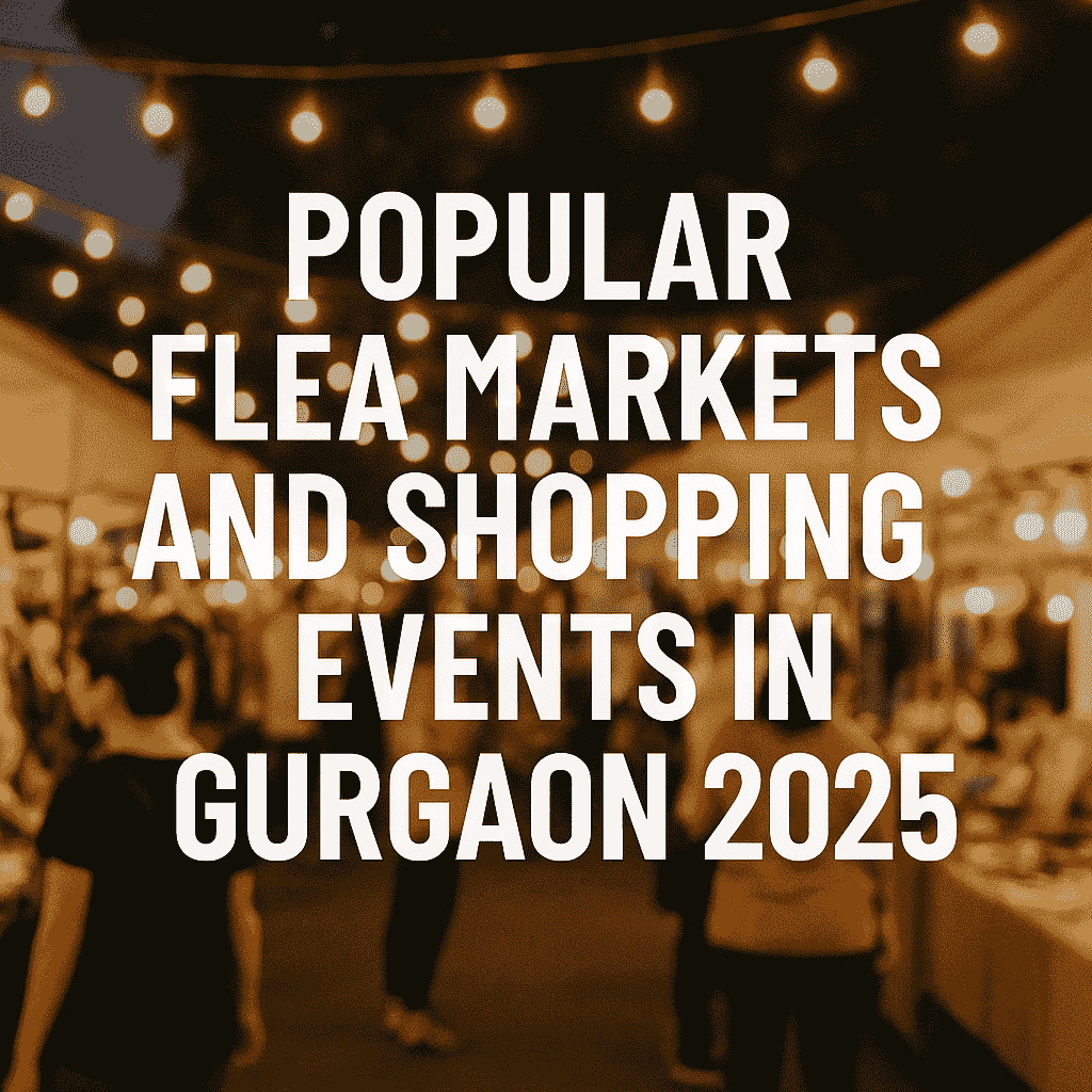 Popular Flea Markets and Shopping Events in Gurgaon 2025 – vibrant night market with festive lights, shoppers, and colorful stalls.