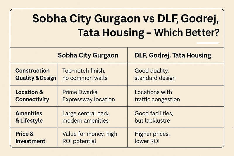 Sobha City Gurgaon vs DLF, Godrej, Tata Housing – कौन बेहतर?