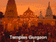 Temples Gurgaon Festivals illuminated at sunset with devotees celebrating in a divine atmosphere.