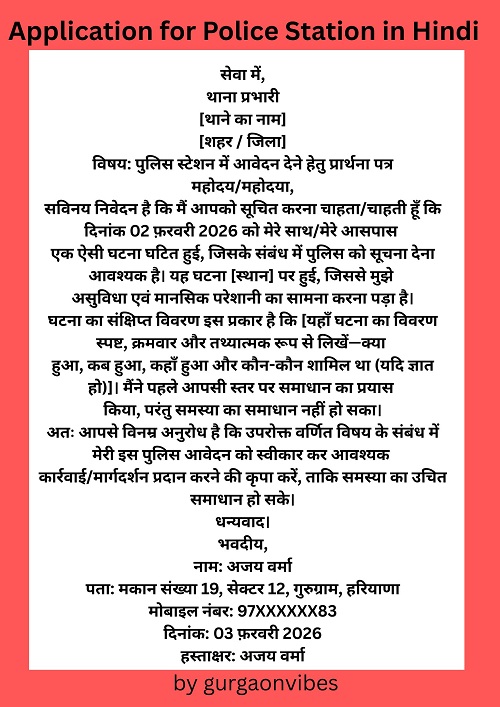 FIR Application in Hindi