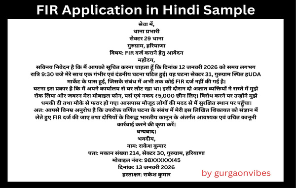 FIR Application in Hindi