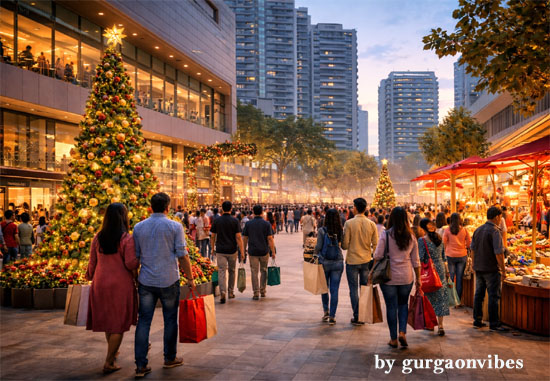 Christmas Sale 2025 in Gurgaon festive mall shopping crowd