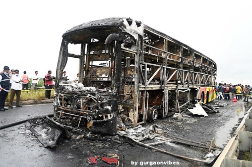 गुरुग्राम में हरियाणा रोडवेज बस में आग