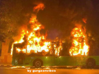 गुरुग्राम में हरियाणा रोडवेज बस में आग